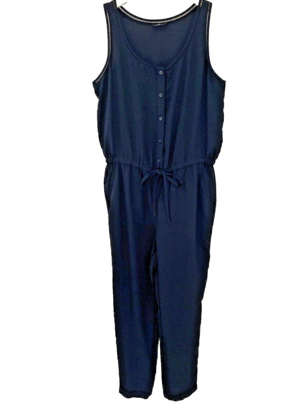Ann Taylor Loft Sleeveless Jumpsuit PXS Black Lace Trim Chic 90s Minimalist
